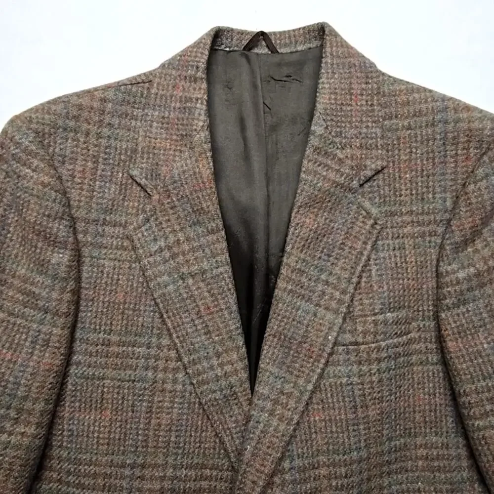 Vintage 911 Collection Wool Blazer Plaid Brown Mens Jacket 38R Classic